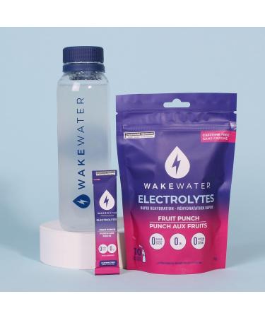 WakeWater Electrolytes Powder | Fruit Punch 10 x 7g Electrolyte Powder Packets | Rapid Rehydration | Sugar Free | No Artificial Sweetener | 0 Calories | Keto & Paleo Friendly - Buy Online on GoSupps.com