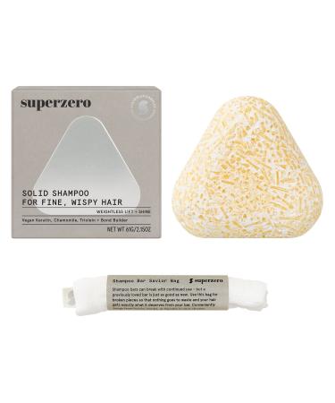 SUPERZERO Fine Hair Shampoo Bar for Volume + Shine  No synthetic fragrances  1 bar   2 8.4oz bottles