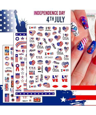 4th of July Nail Art Stickers | American Independence Day Design Decals | Patriotic 3D Self-Adhesive Supplies - Buy Online on GoSupps.com