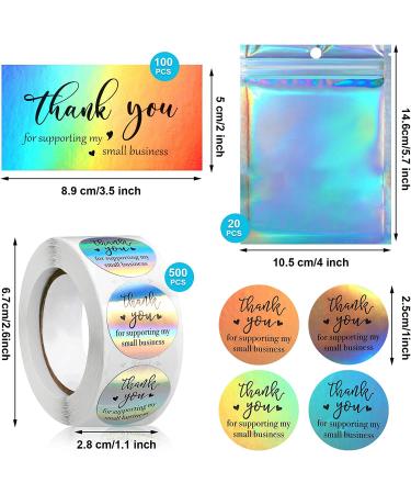 620-Piece Thank You Cards and Stickers Set with Gold Foil - Perfect for Small Business Owners - Holographic Design - Buy Online on GoSupps.com