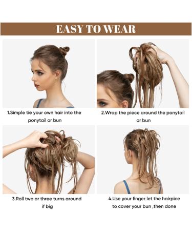 Hair Bun Hairpiece for Women Daily Synthetic Elastic Curly Messy Bun Hairpieces Scrunchie Black Blonde Brown Natural Fake Hair Chignon Band Updo Donut Hair Chignons(4-30) - Buy Online on GoSupps.com