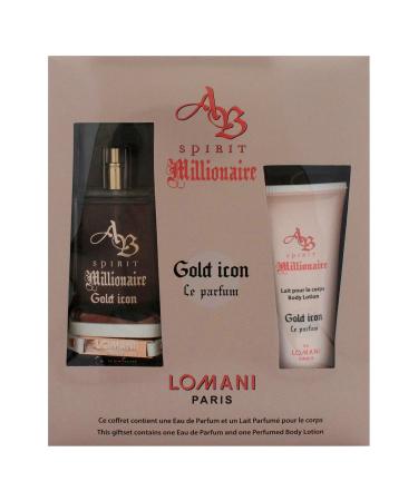 Lomani AB Spirit Millionaire Le Parfum Gold Icon for Women - 2 Pc Gift Set 3.3oz EDP Spray 3.3oz Body Lotion - Buy Online on GoSupps.com