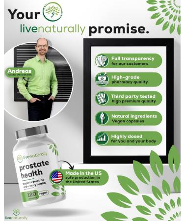 livenaturally Prostate Health Supplements for Men 120 Capsules with Saw Palmetto Extract, Pumpkin Seed, stinging Nettle Root, zinc, Selenium, Vitamin E Urinary Flow & Prostate Support - Buy Online on GoSupps.com