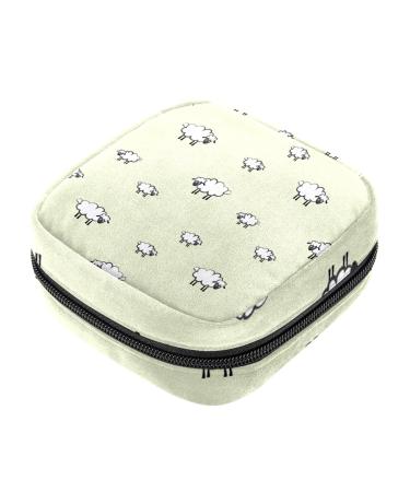 Sheep Print Pattern Sanitary Napkin Storage Bag Feminine Product Pouches Portable Period Kit Bag Menstruation First Period Bag for Women Teen Girls Ladies Menstrual Cup Pouch Tampon Bags Color 4