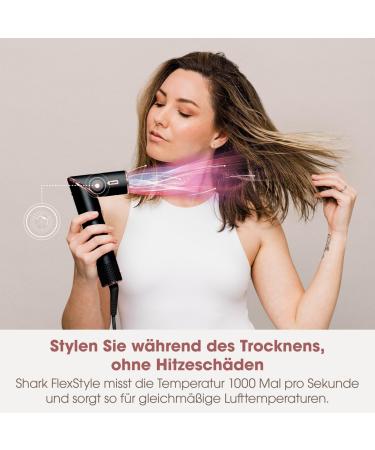 Shark FlexStyle 3-in-1 Airstyler & Hair Dryer - No Heat Damage Car Wrap Lure Oval Brush Concentrator - Champagne & HD424eu Black & Rose Gold - Buy Online on GoSupps.com
