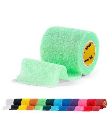 SPORTTAPE Self-Adhesive Football Sock Tape | 5cm x 4.5m - Mint Green | Cohesive Bandage Sock Wrap Shin Pad Tape | Goalkeeper Wrist Tape & Football Ankle Tape | Pet & Vet Wrap for Dogs - Single Roll Mint Green 5x450 cm (Pack of 1)