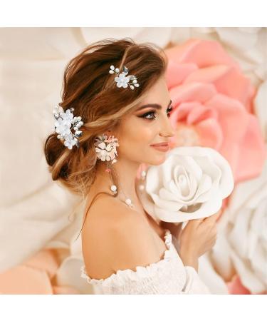 Boyrot 5 Pcs Wedding Hairpins - Bridal Pearl Hair Jewelry with Flowers & Leaves - U-Shaped Hair Clips for Women & Girls - Silver Bridal Accessories in 5 Styles - Buy Online on GoSupps.com