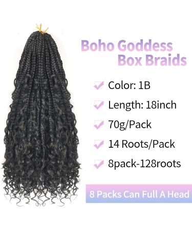 8Packs Goddess Box Braids Crochet Hair With Curly Ends 18 inch Pre-looped Bohomian Crochet Box Braids Synthetic Braiding Hair Extensions (18 Inch 1B) 18 Inch(Pack of 8) 1B - Buy Online on GoSupps.com