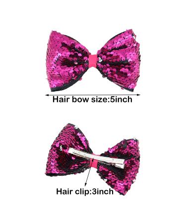 16PCS 5 Reversible Sequin Pigtail Hair Bows with Alligator Clips for Girls - Sparkly Glitter Bows for Kids - Buy Online on GoSupps.com