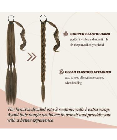 BARSDAR 76cm Braided Ponytail Extension - Natural Soft Synthetic Hair - Gold-Brown Strawberry Blonde Mix - Perfect for DIY Hairstyles (Pack of 1) - Buy Online on GoSupps.com