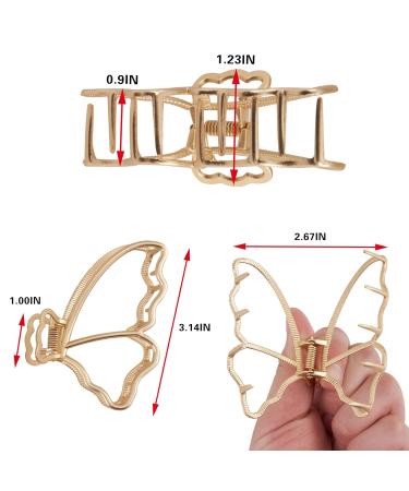 2-Pack Butterfly Metal Hair Clips for Women & Girls - 3 Inch Claw Clips for Thick Hair - No-Slip Gold Hair Styling Accessories - Buy Online on GoSupps.com