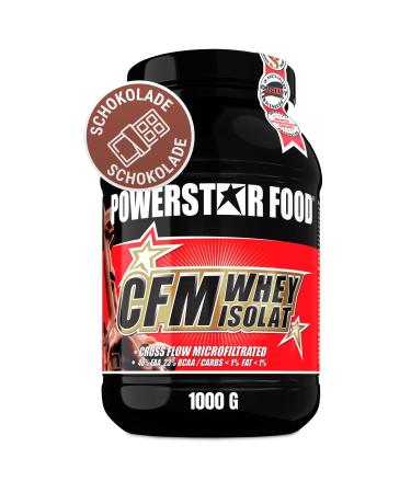 Powerstar 100% CFM Whey Isolate 1000 G |96.5% protein i.str.|ISO Whey protein powder for muscle building |German production |High-dose protein powder from Weidemilch |Double chocolate chocolate 1 kg (1 Pack)