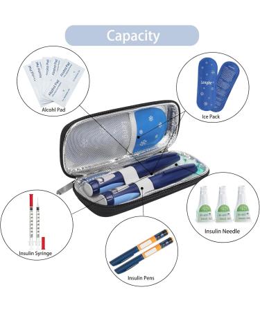 Bomkee Insulin Pen Bag | Insulin Cooling Bag for Diabetes | Travel Medication Case with 2 Fridge Packs - Black - Buy Online on GoSupps.com