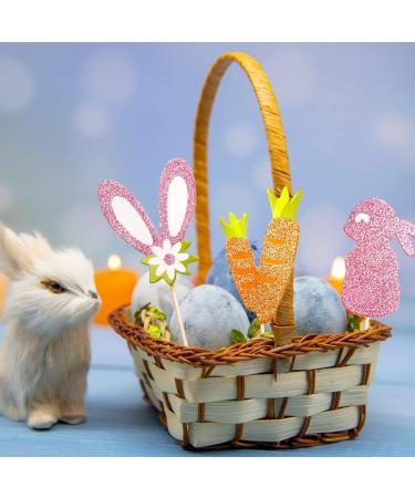 Easter Bunny Ears Cupcake Toppers Glitter Cake Decorations - Buy Online on GoSupps.com