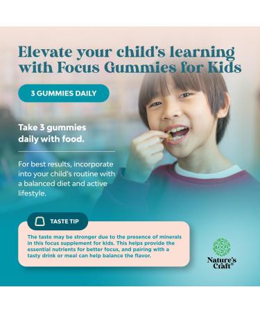 Kids Focus Gummies - Nootropics Brain Support Supplement for Kids with Green Tea Extract B6 & B12 Vitamins for Memory and Brain Focus - Herbal Concentration Chews for Children - 90 Count 90 Count (Pack of 1) - Buy Online on GoSupps.com