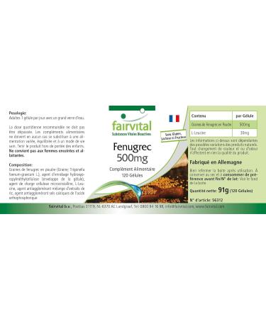Fairvital | Fenugreek extract 500 mg - 120 capsules - 50% saponins - quality controlled - Buy Online on GoSupps.com