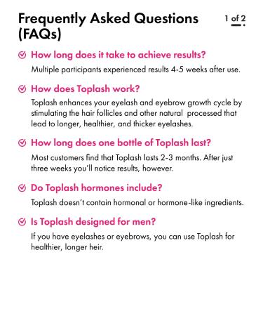 TOPLASH Eyelash Growth Serum - Natural, Cruelty-Free, Hypoallergenic Formula for Longer, Thicker Brows & Lash Boost - 0.1 fl.oz - Buy Online on GoSupps.com