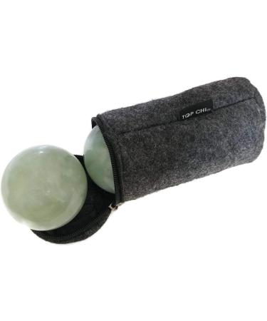 Green Jade Baoding Balls - Hand Therapy & Stress Relief | Medium 1.6 Inch with Carry Pouch - International Shipping - Buy Online on GoSupps.com