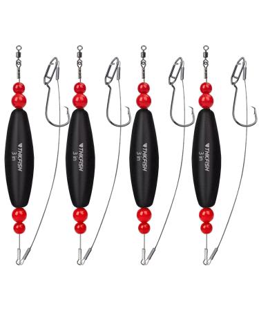 THKFISH Floats Fishing Float Fishing Sets Catfish Rattle Rig Catfish Floats Pike Floats Set Santee Rig 4 Pieces 2.5in 3in 3in Black