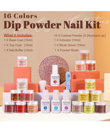 Lavender Violets 20PCS Dip Powder Nail Kit - Autumn Harvest Nail Dipping Powder Set with Diamond Glitter - French Manicure Nail Art Set - Buy Online on GoSupps.com