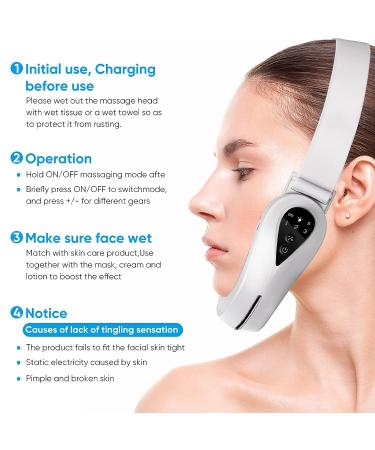 Electric Double Chin Reducer Machine | 4 Modes for Face Lift & Firming | Eliminate Saggy Skin and Double Chin - White - Buy Online on GoSupps.com