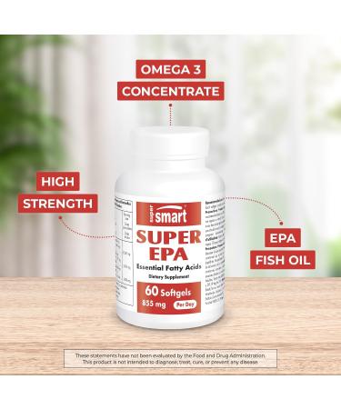 Supersmart Super EPA 855mg - High Strength Fish Oil Supplement | Natural Omega 3 Non-GMO Gluten Free - 60 Softgels - Buy Online on GoSupps.com
