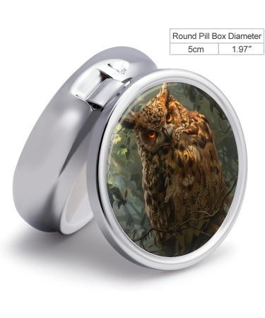 Buy Small Travel Pill Case - Round Metal Pill Box 3 Compartment Portable Organizer for Travel & Daily Use - Owl Design - Buy Online on GoSupps.com