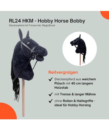 RL24 HKM Hobby Horse Bobby | Plush Stock Horse with Bridle & Long Mane | Includes Magicbrush - International Shipping Available - Buy Online on GoSupps.com