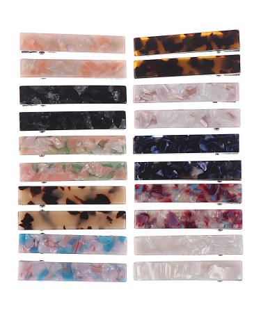 VAIPI 20 Pieces Acrylic Resin Hair Clips Rectangle Duckbill Clips with Marble Pattern Hair Barrettes Cute Small Hair Pins for Women Girls Hair Styling Accessories Alligator Hair Clips
