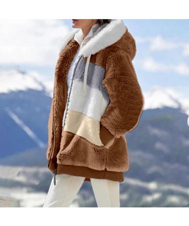 Hanxiulin Women's Fleece Jacket - Windproof Plush Coat Thick Synthetic Fur Light Outdoor Casual Fashion in Khaki - Buy Online on GoSupps.com