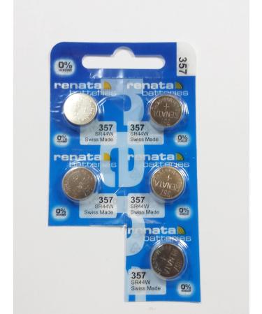 Renata Batteries 357 Silver Oxide 0% Mercury Battery (5 Pack)