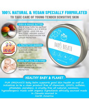 PUR Organics Baby's Breath Diaper Balm 100% Natural Vegan Organic with Hempseed Oil | Cocoa, Mango & Shea Butter Blend | Hydrative Barrier for Mother & Baby 115g - Buy Online on GoSupps.com
