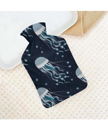 Hot Water Bottle with Lid - Jellyfish Pattern Rubber Bag for Pain Relief Cramps & Foot Warmer - Hot & Cold Therapy - Buy Online on GoSupps.com