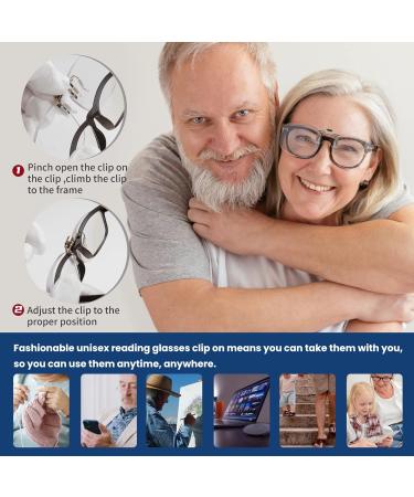 Flip Up Blue Light Blocking Clip-On Reading Glasses for Men & Women - Frameless Magnifiers (Transparent 4X) - International Shipping Available - Buy Online on GoSupps.com