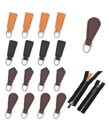 Pandahall 20 pcs. 4 styles leather zipper pull zipper tags fixer pull replacement zipper heads for boat jacket luggage handbags pockets wallet repair
