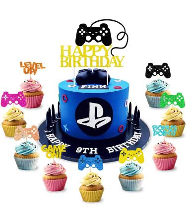 37 Pcs Video Game Controllers Cupcake Toppers Gamer Cake Topper Decoration Video Game Cupcake Topper Supply for Kids Gaming Themed Birthday Party Supplies Favors