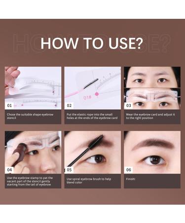 Eyebrow Stencil Kit - Long-Lasting Eye Brow Stamp Shaping Kit Reusable Eye Brow Stamp with 12 Eyebrow Templates for Beginner and Skilled Person Rowces Natural Brown - Buy Online on GoSupps.com