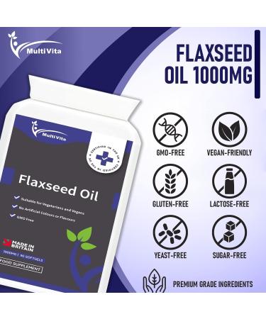 Organic Flaxseed Oil Capsules 1000mg - 90 Vegan Soft Gels | High Omega 3 6 9 | Cold Pressed & Hexane Free | UK Manufactured - Buy Online on GoSupps.com