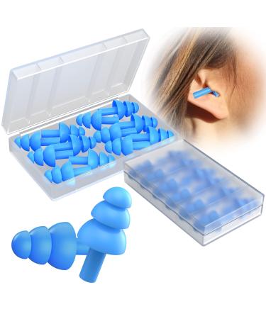 12 Pairs Ear Plugs for Sleeping, Tonmom Reusable Silicone Earplugs Waterproof Noise Reduction Ear Plug for Swimming, Concert, Study, Loud Noise, Snoring, Work and Airplanes, 32dB Highest NRR (Blue)