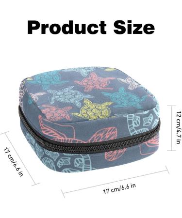 Colorful Sea Turtles Napkin & Menstrual Pad Storage Bag - Zippered Portable Bag for Teens & Women - Buy Online on GoSupps.com