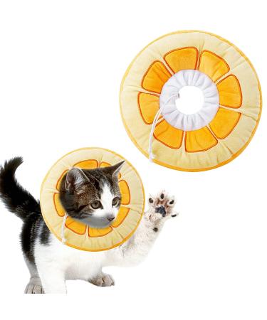 Soft Cat Recovery Collar Comfy Head Wound Healing Protective Collar for Cat Recovery After Surgery Adjustable Cute Neck Cone for Cats Kitten and Puppies(Orange S)