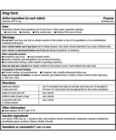 24 Hour Allergy Cetirizine Hydrochloride Tablets 10 mg 45 Count (Pack of 2) - Buy Online on GoSupps.com