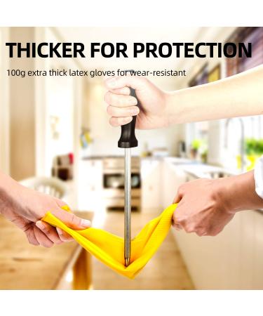 Vgo Reusable Long Sleeve Household Cleaning Gloves - Yellow (Small, 1 Pair) | Extra Thickness for Kitchen, Working, Painting, Gardening, and Pet Care - Buy Online on GoSupps.com