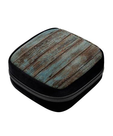 GIAPB Period Bag Sanitary Napkin Storage Bag Pad Holder for Period Makeup Pouch Vintage Wooden Stripes Color5207