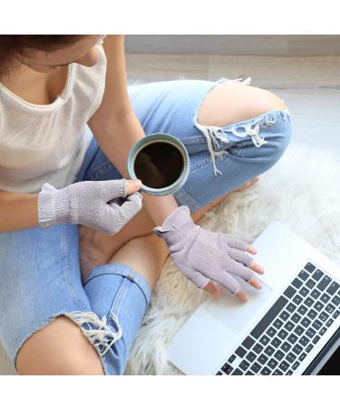 MIG4U 3 Pairs Fingerless Moisturizing Gloves for Eczema Treatment - Pale Purple L/XL - Touchscreen & UV Protection - Buy Online on GoSupps.com