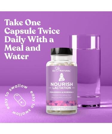 Eu Natural Nourish Lactation Supplement - Postpartum Support for Healthy Milk Flow & Production - Fenugreek Capsules for Women with Milk Thistle, Fennel Seed & Moringa, 60 Vegan Soft Capsules - Buy Online on GoSupps.com