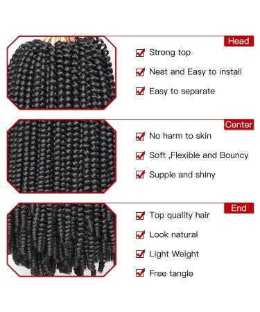 Xtrend 12 Inch 2 Pack Spring Twist Hair for Butterfly Faux Locks and Invisible Locs - Short Crochet Braids Hair Extension for Women - Synthetic Spring Curl Hair (1B) - Pack of 2 - Buy Online on GoSupps.com