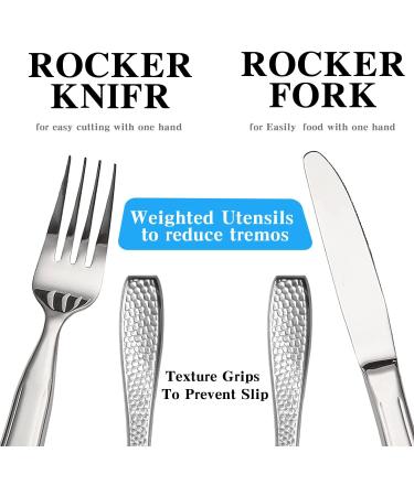 KIRIMON Non-Slip Weighted Utensils for Hand Tremors - Stainless Steel Weighted Utensil Set for Arthritis, Elderly, Parkinson's - 4 Piece Adaptive Eating Set - Buy Online on GoSupps.com