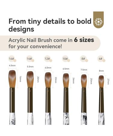 Saviland 6PCS Professional Kolinsky Acrylic Nail Brush Set for Nail Extension & Carving - Sizes 4/8/10/12/14/16 - Buy Online on GoSupps.com