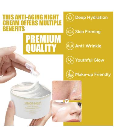 VINGT-NEUF Anti Aging Face Cream | Collagen Face Cream & Hyaluronic Acid Moisturizer Night Cream for Women Anti Aging | Moisturizer Face Cream for Aging Skin 100ml - Buy Online on GoSupps.com